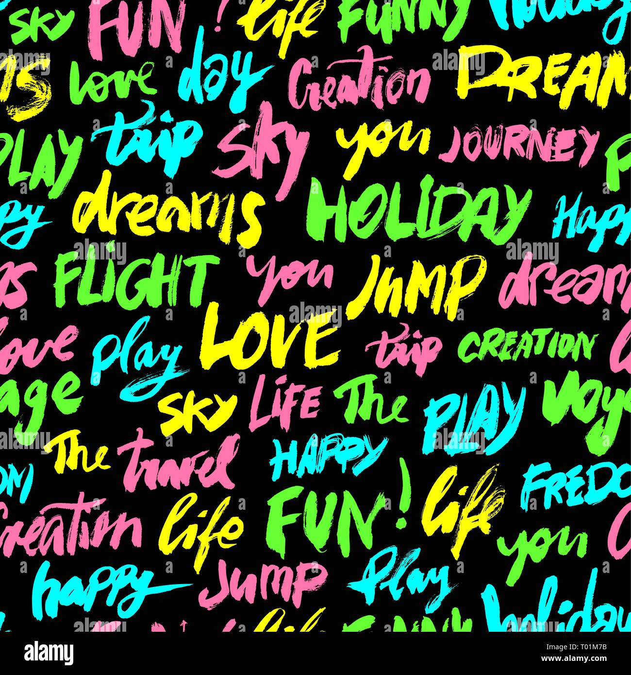 Seamless Pattern With Different Colors Words Love Fun Sky Travel Holiday And Other Modern Brush Calligraphy Illustration Hand Drawn Positive Sea Stock Vector Image Art Alamy https www alamy com seamless pattern with different colors words love fun sky travel holiday and other modern brush calligraphy illustration hand drawn positive sea image240982991 html