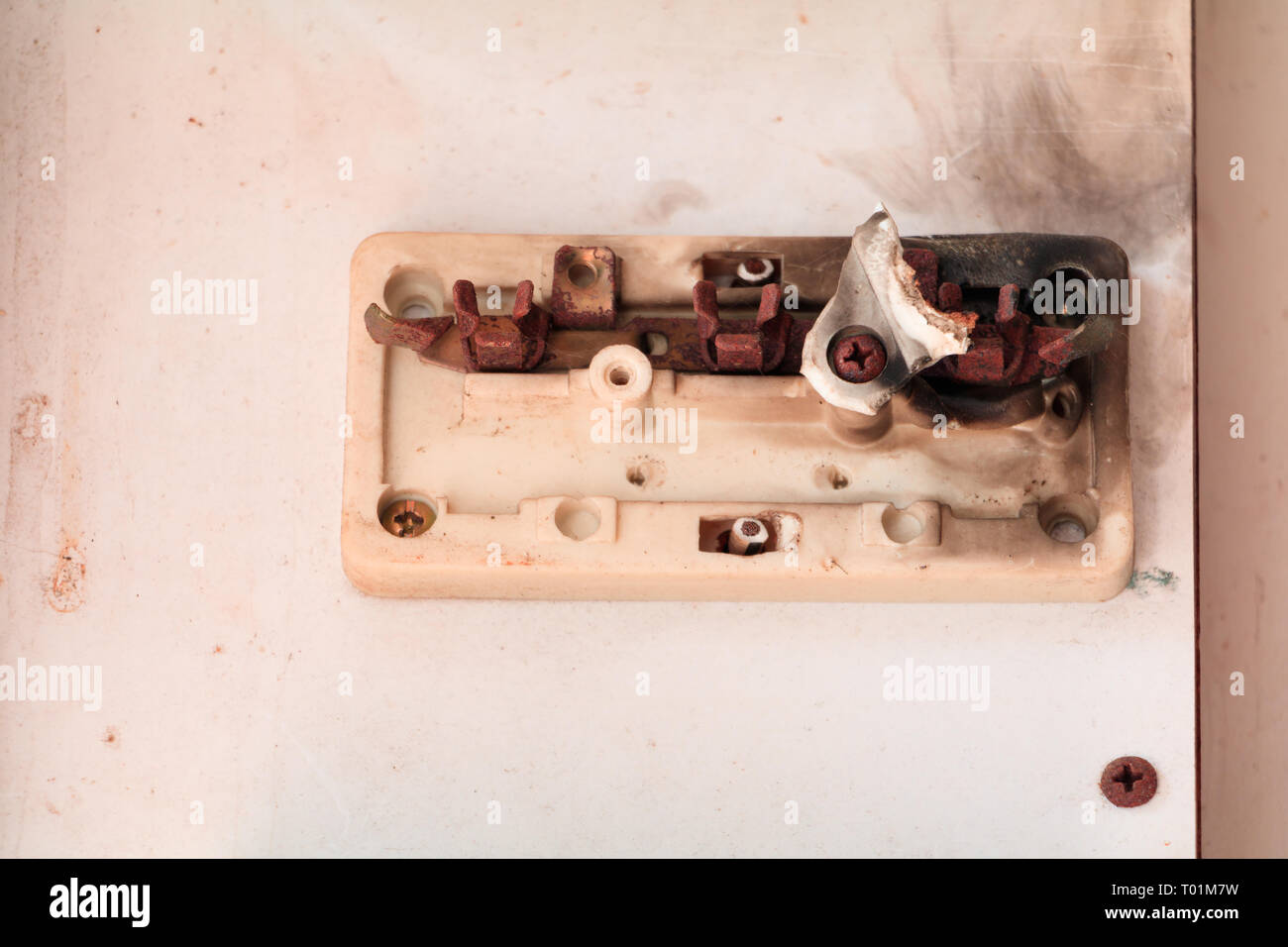 circuit breaker old at burn danger Stock Photo Alamy