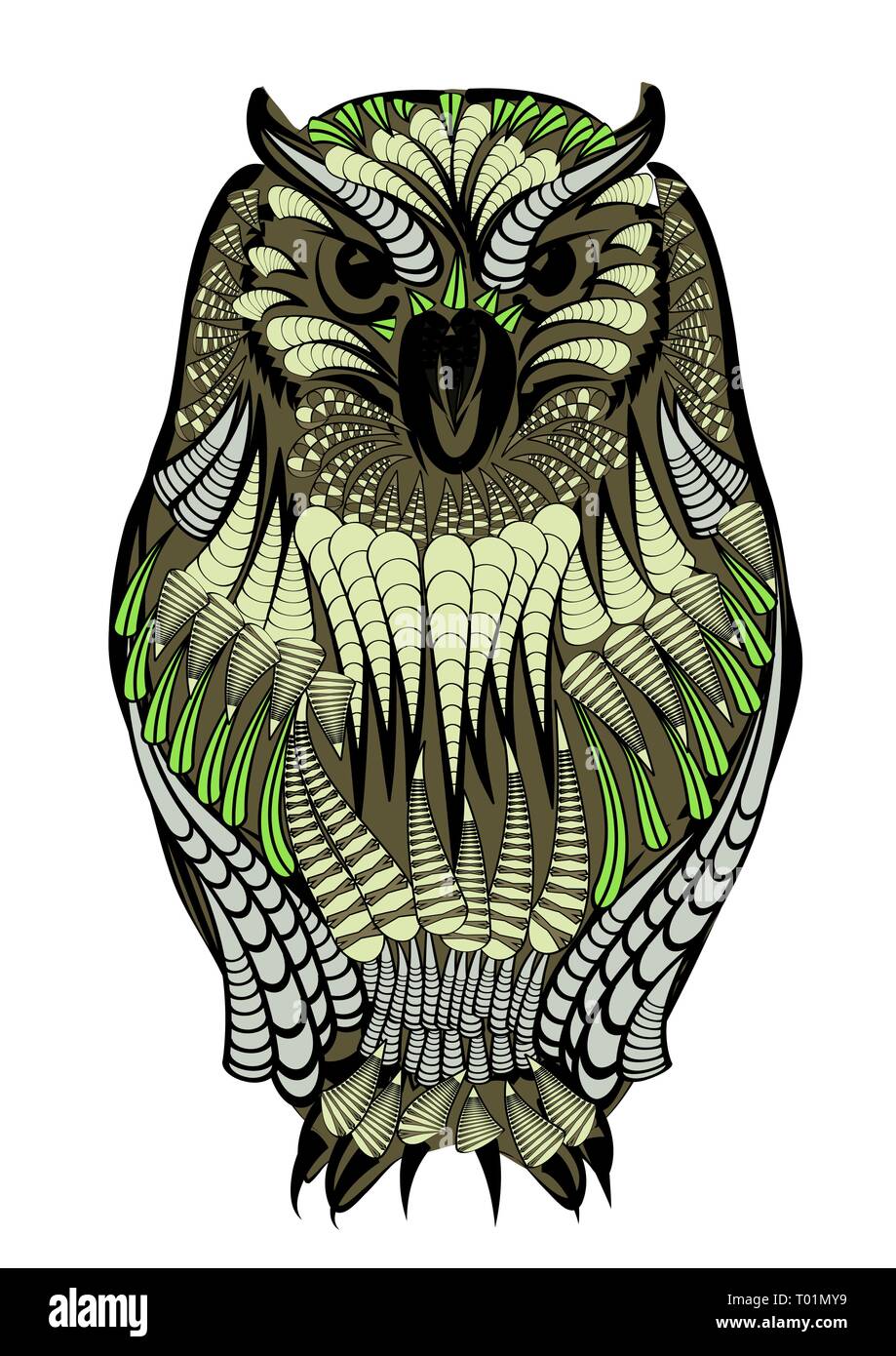 ethnic owl isolated on a white background Stock Vector Image & Art - Alamy