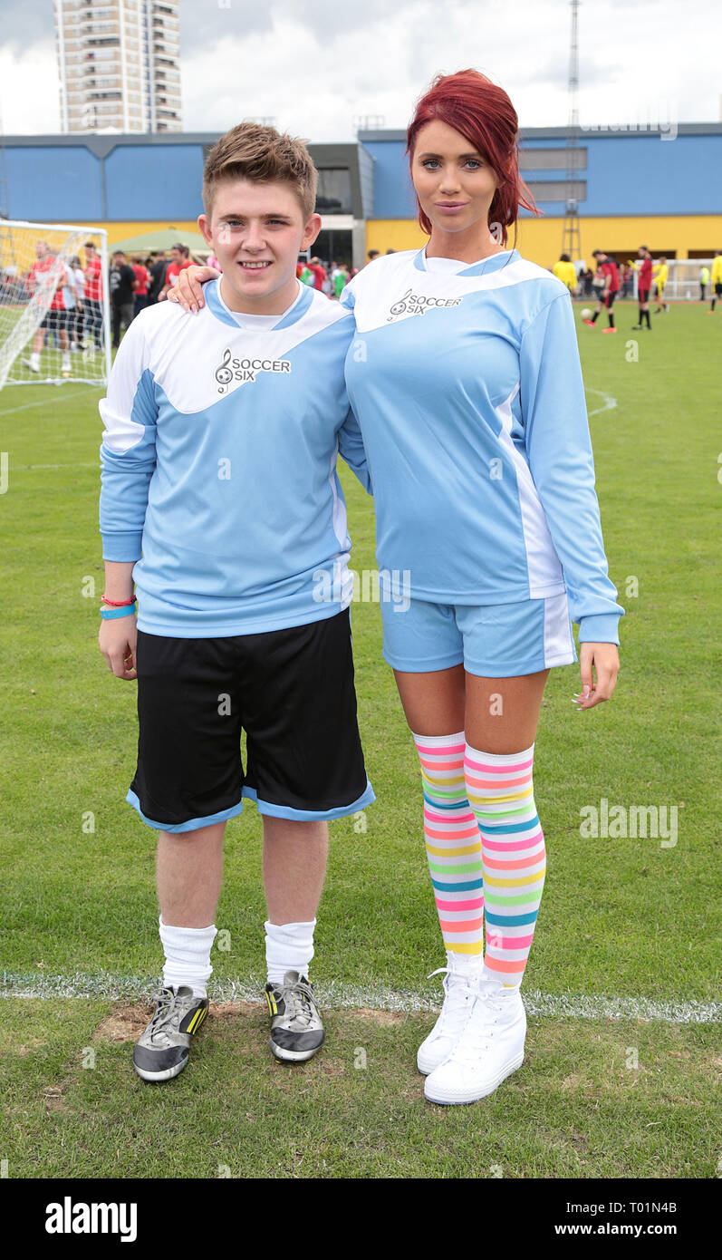 Aug 31, 2014 - London, England, UK - Soccer SixFest, Mile End Stadium, London Photo Shows: Amy Childs and Nicholas McDonald Stock Photo