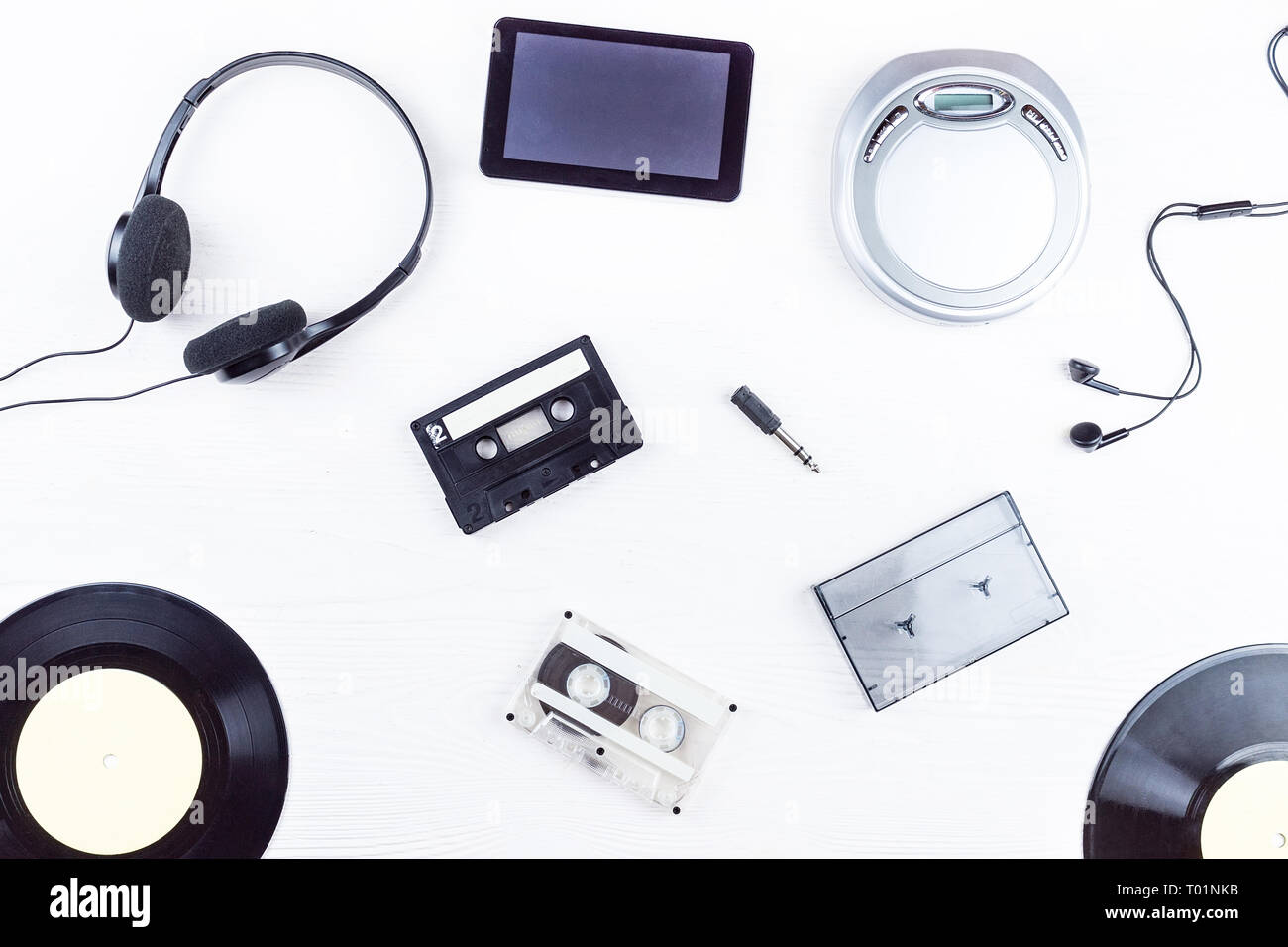 objects for audio recordings on a white background Stock Photo