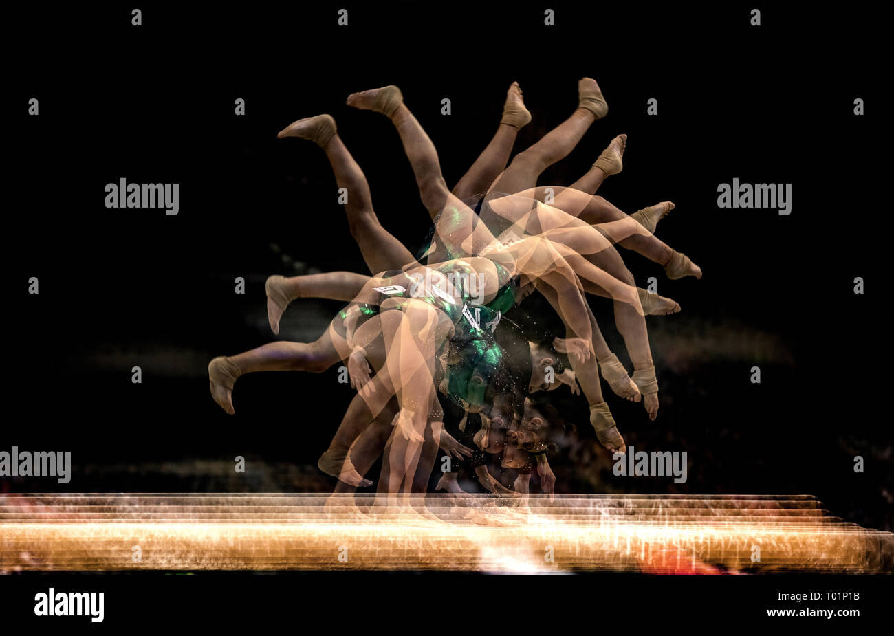 Sarah McKenzie from City of Glasgow Gymnastics club during the Gymnastics British Championships 2019 at the M&S Bank Arena, Liverpool. Stock Photo