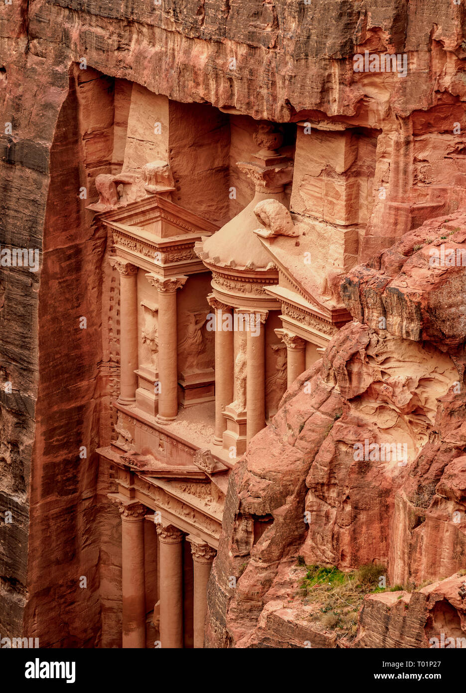 The Treasury, Al-Khazneh, elevated view, Petra, Ma'an Governorate, Jordan Stock Photo