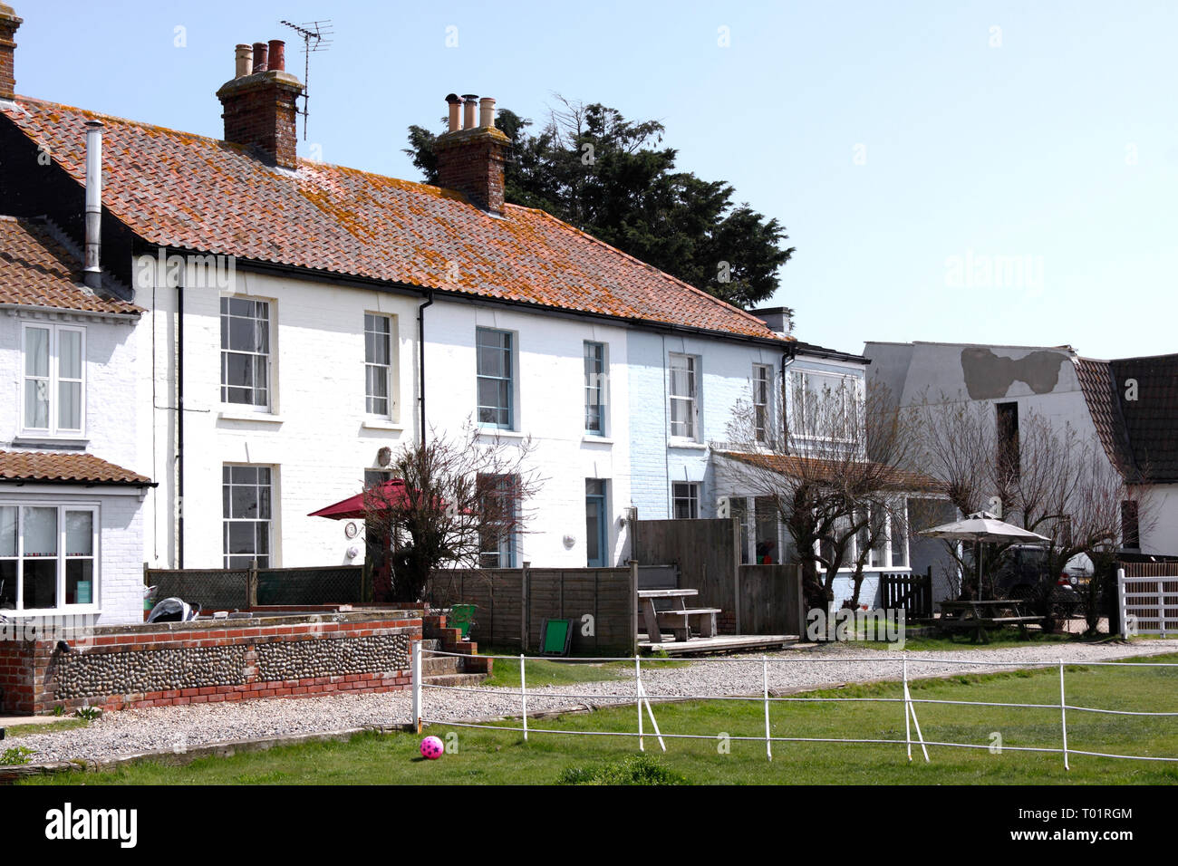 Holiday Cottages Beside The River Blyth At Southwold Suffolk Stock