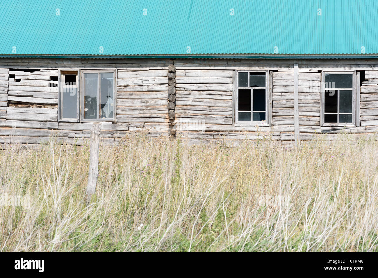 Forgotten Abandoned Wooden House Exterior With Broken Smashed