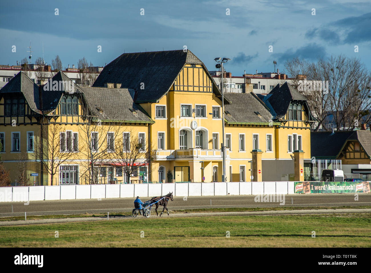 Trabrennbahn Krieau (Krieau Race Track), horse racing track, Leopoldstadt district, Vienna, Austria. Stock Photo