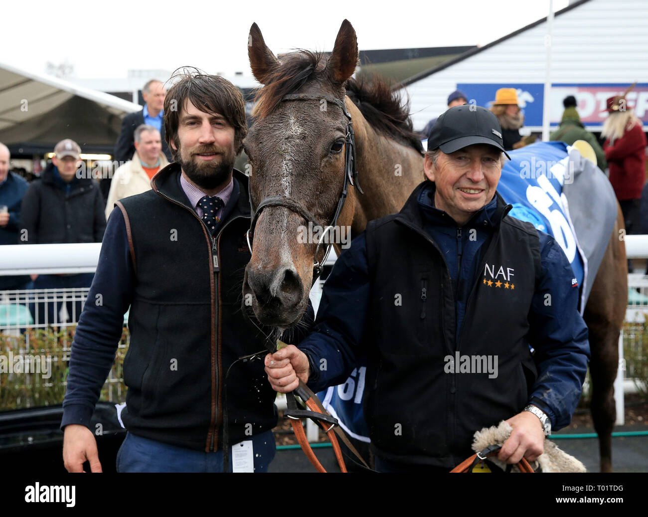 Trainer Christian Williams (left) poses with his horse Potters Corner