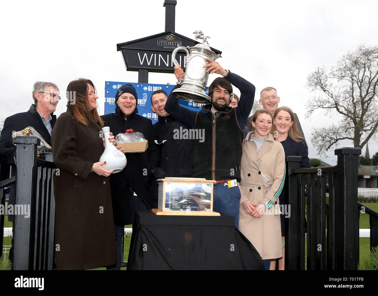 Trainer Christian Williams (centre right) and winning connections are