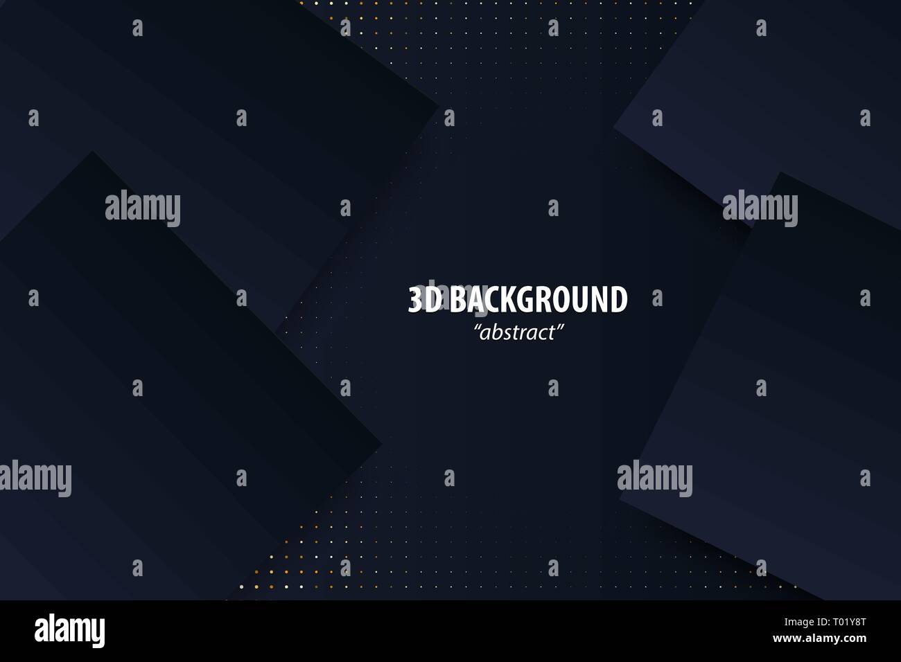 Dark black geometric background 3d paper cut Stock Vector