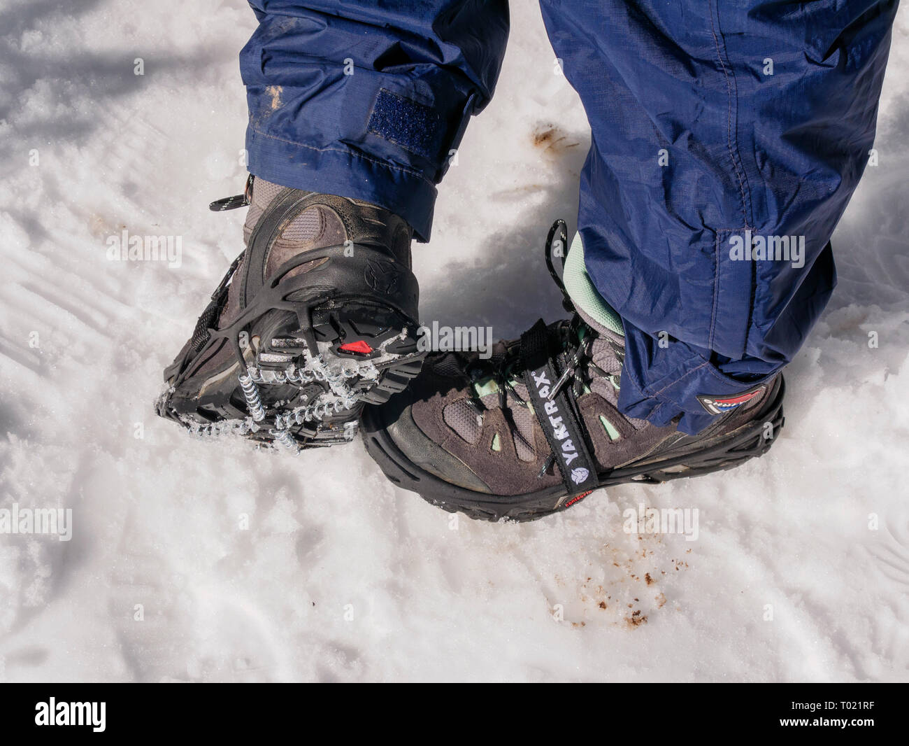 Yaktrax hiking crampons. Stock Photo