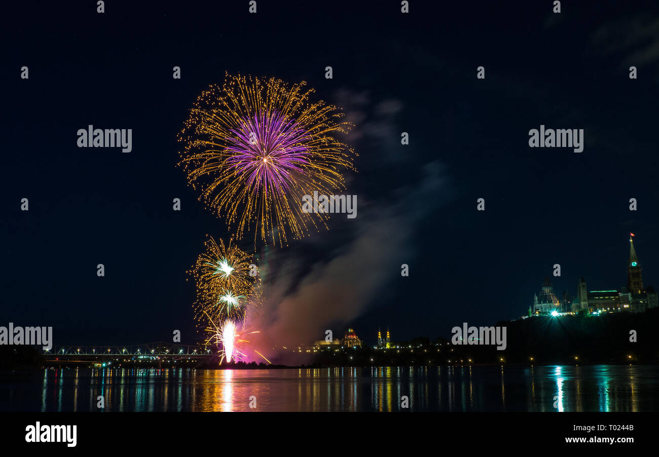 Fireworks display in Ottawa, Canada Stock Photo