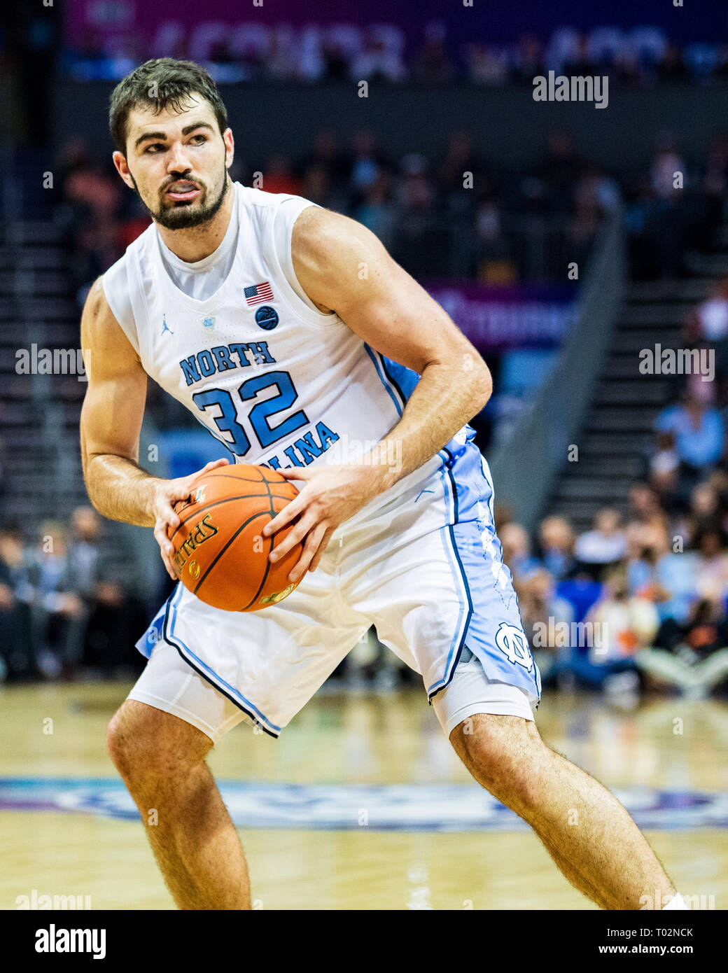 North Carolina Tar Heels forward Luke Maye (32) during the ACC College Basketball Tournament game between the Louisville Cardinals and the North Carolina Tar Heels at the Spectrum Center on Thursday March 14, 2019 in Charlotte, NC. Jacob Kupferman/CSM Stock Photo