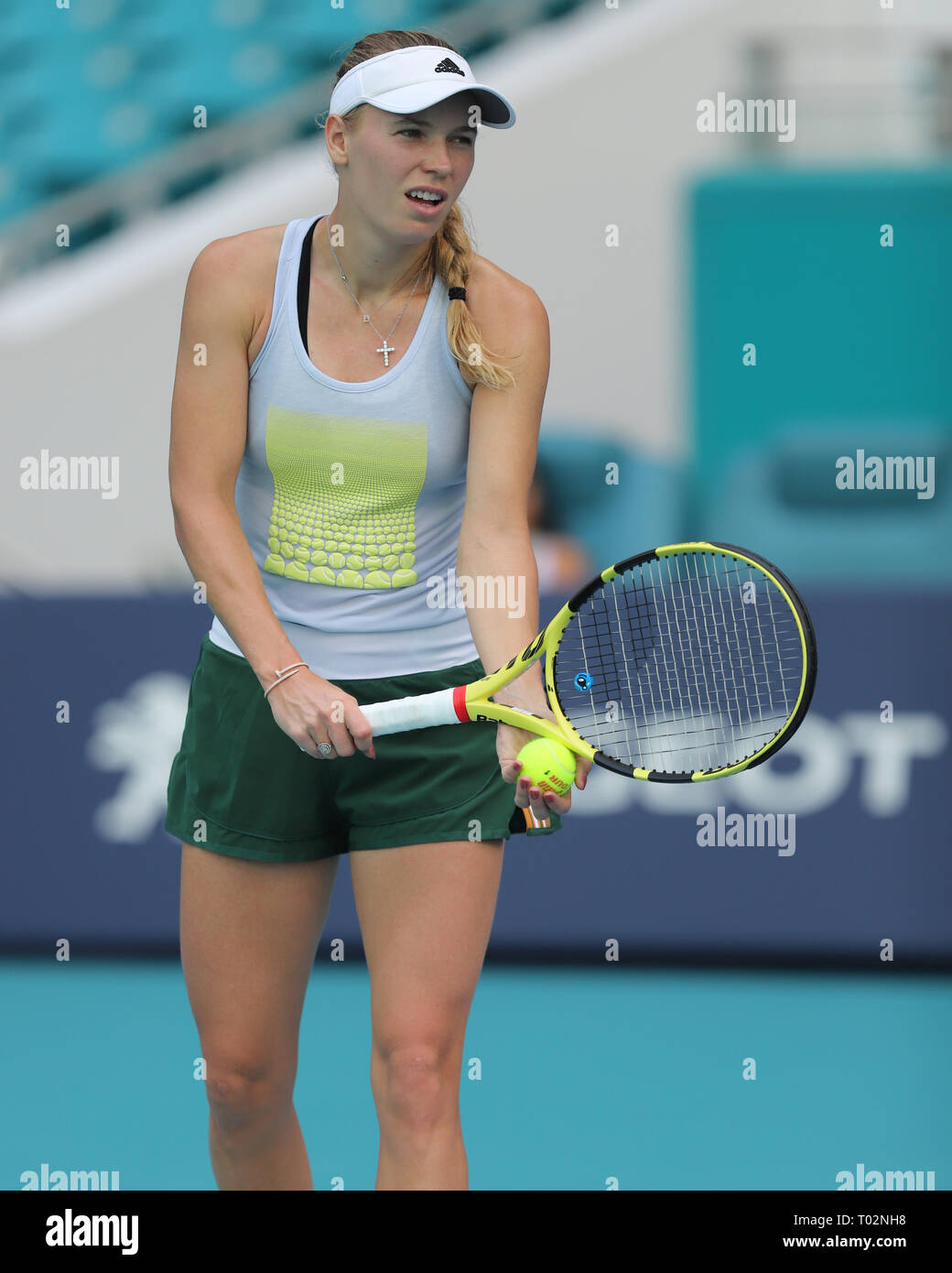 Florida, USA. 16th Mar, 2019. Caroline Wozniacki on the practice court