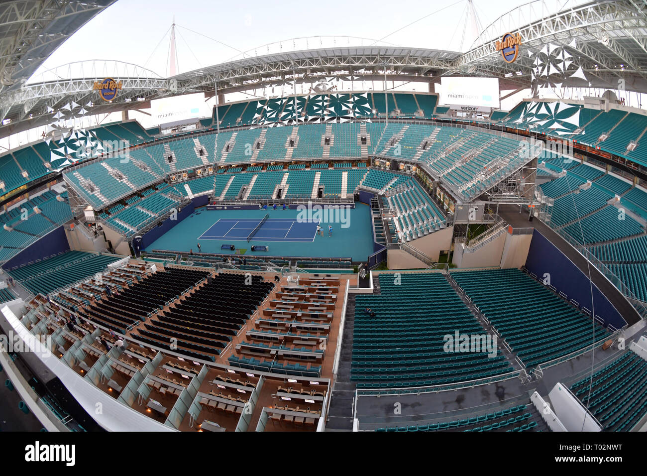 MIAMI GARDENS, FL - MARCH 15: Hard Rock Stadium prepares for the first Miami  Open Tennis Tournament at Hard Rock Stadium on March 15, 2019 in Miami  Gardens, Florida. People: Atmosphere Hoo-Me.com/MediaPunch