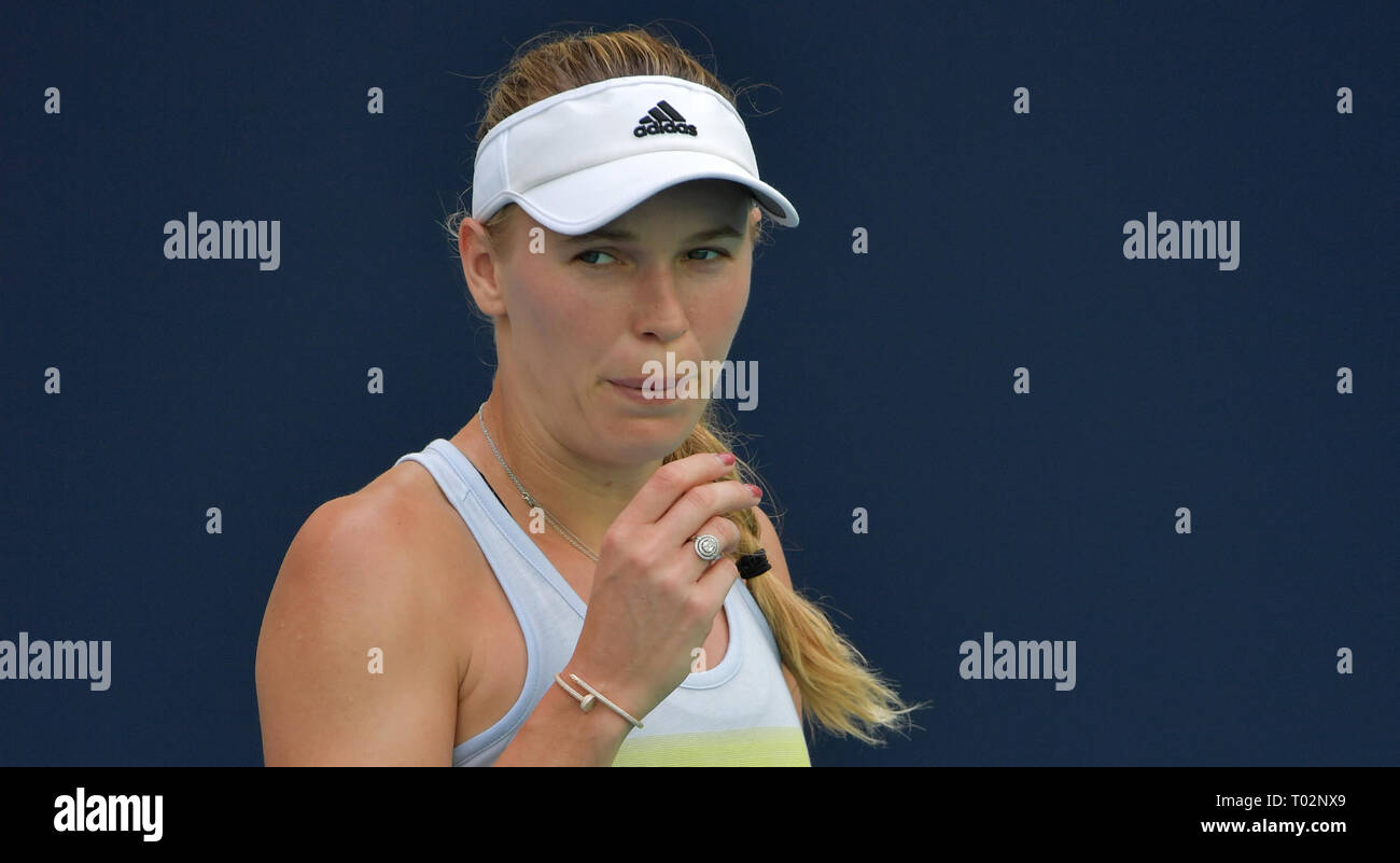 Florida, USA. 16th Mar, 2019. Caroline Wozniacki on the practice court