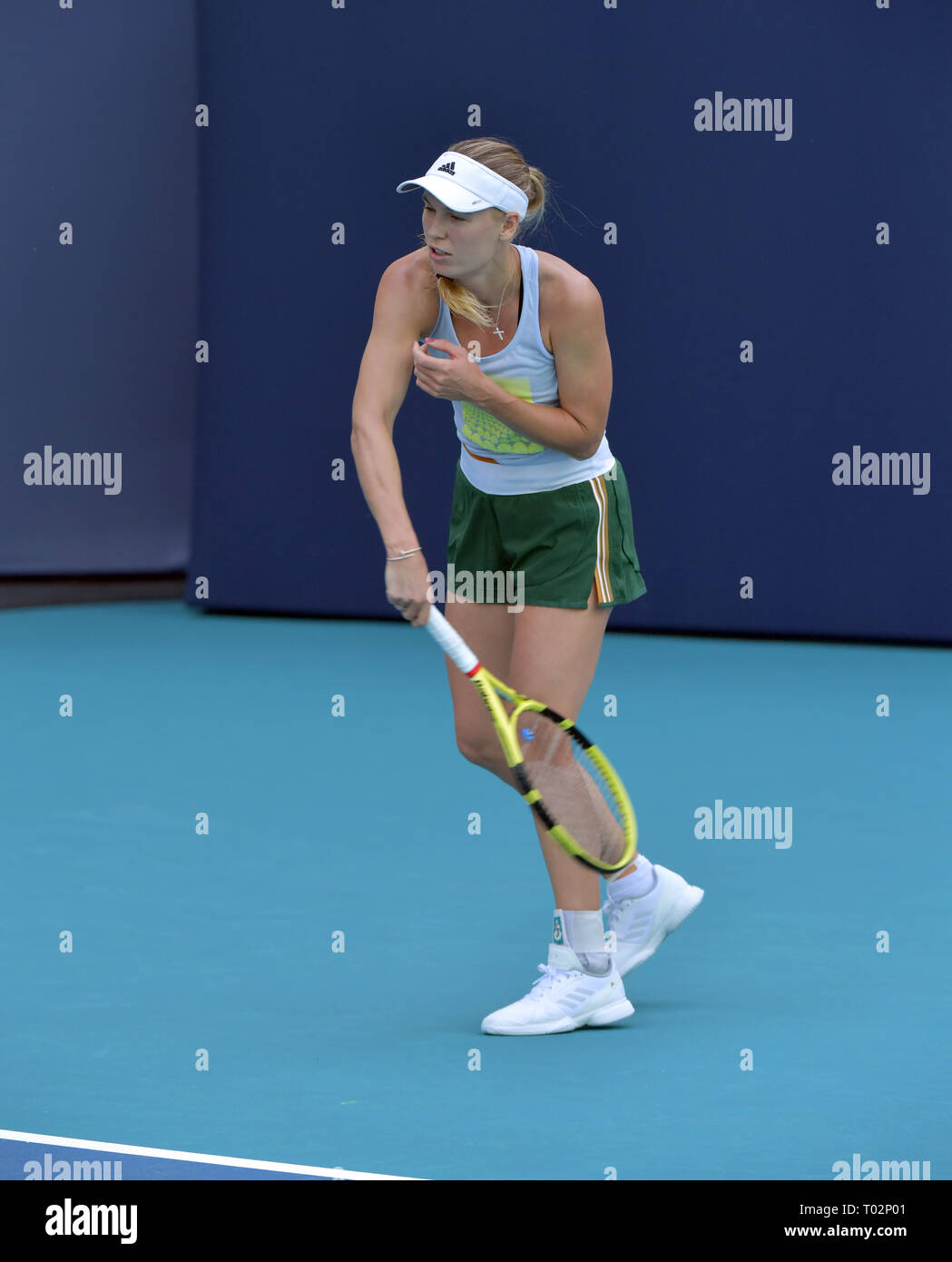 Florida, USA. 16th Mar, 2019. Caroline Wozniacki on the practice court