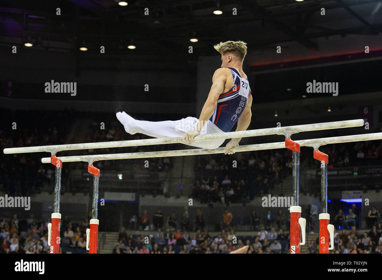 Liverpool, UK. 16th March 2019. Jay Thompson of South Essex competing at the Men’s and Women’s Artistic British Championships 2019, M&S Bank Arena, Liverpool, UK. Credit: Iain Scott Photography/Alamy Live News Stock Photo