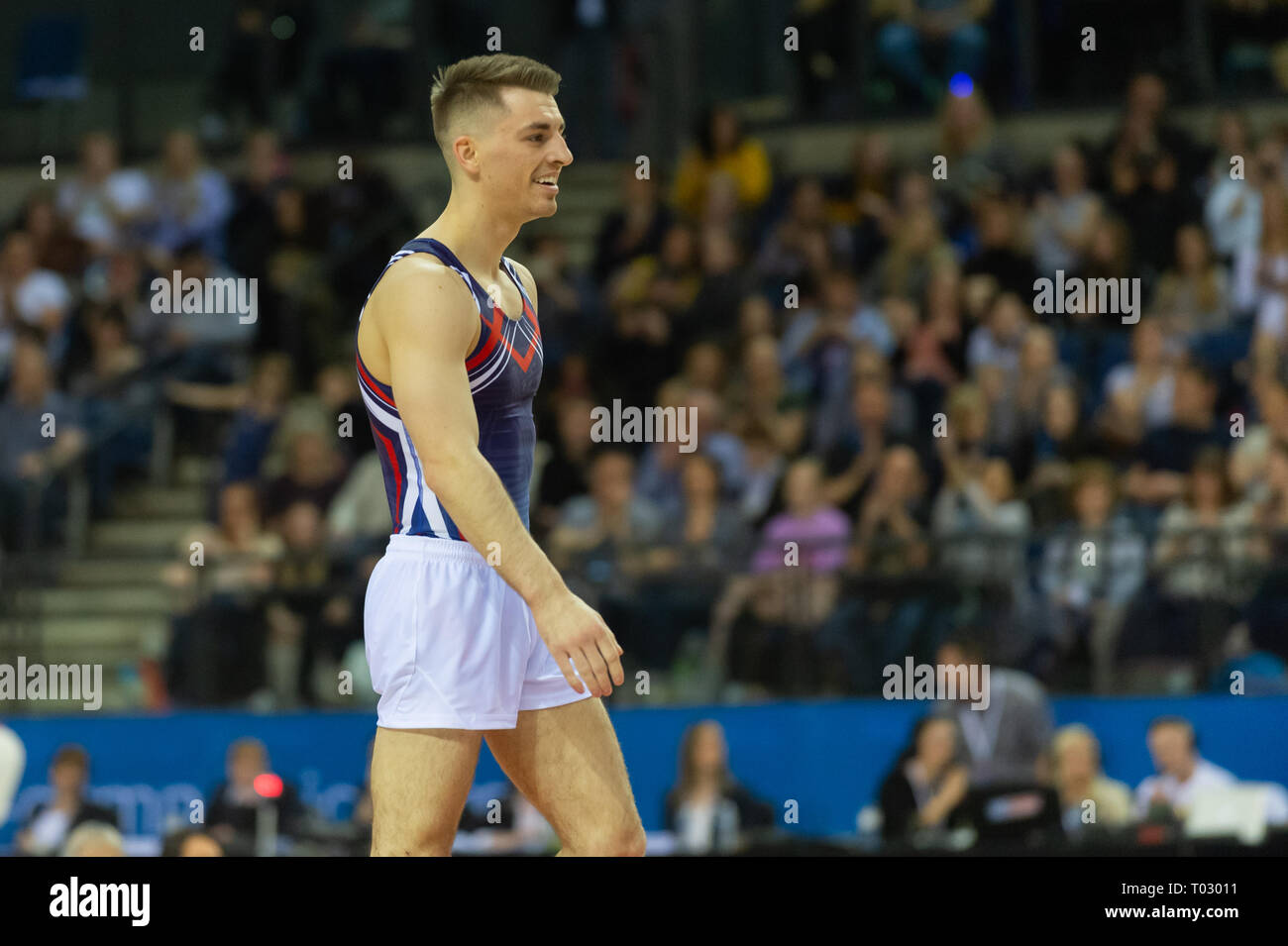 Liverpool, UK. 17th March 2019. Max Whitlock, MBE of South Essex Gymnastics competing at the Men’s and Women’s Artistic British Championships 2019, M&S Bank Arena, Liverpool, UK. Stock Photo