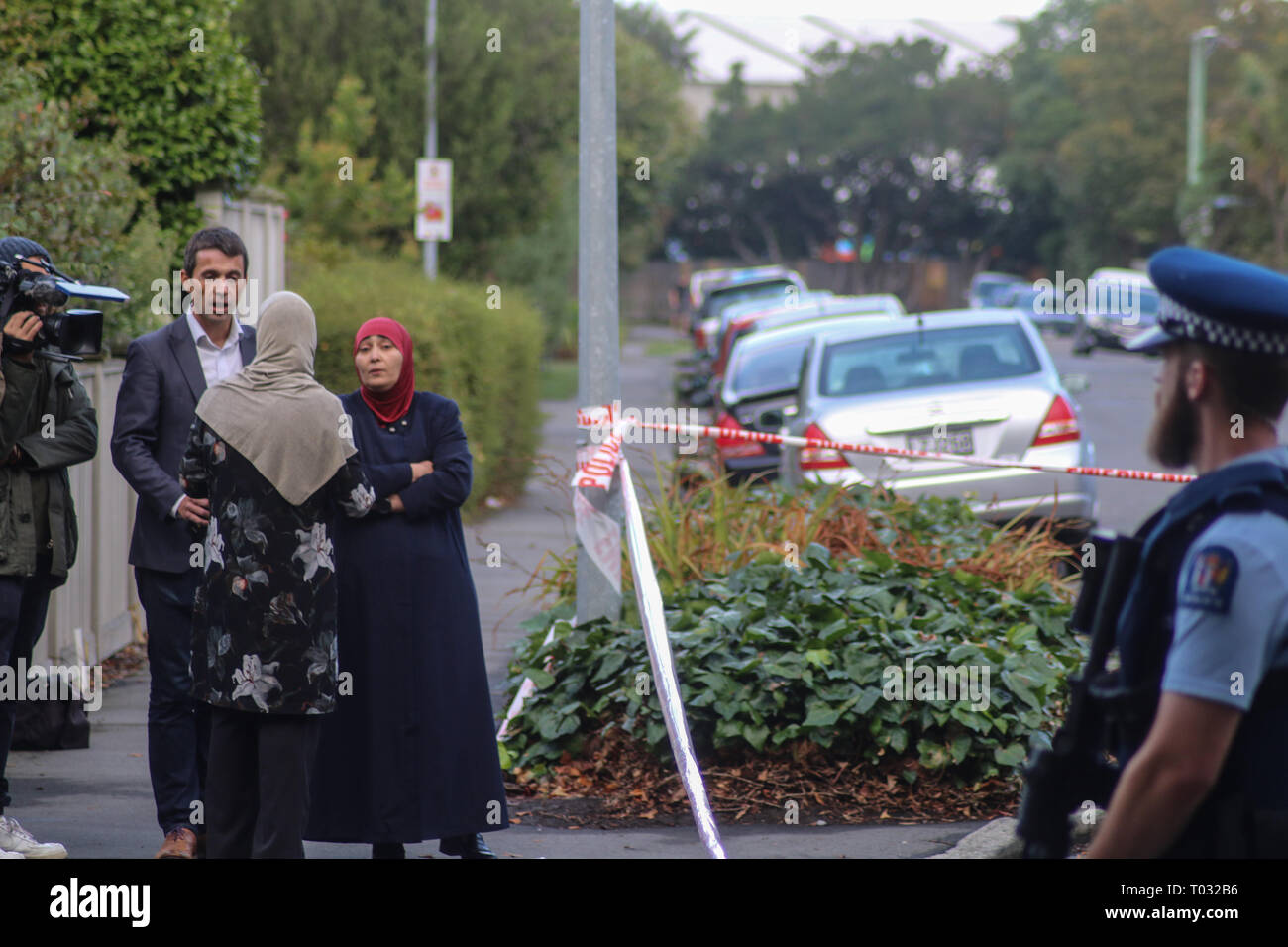 Christchurch, New Zealand. 16th March 2019. Women seen talking to media about the Christchurch mosques shooting. Around 50 people has been reportedly killed in the Christchurch mosques terrorist attack shooting targeting the Masjid Al Noor Mosque and the Linwood Mosque. Credit: SOPA Images Limited/Alamy Live News Stock Photo