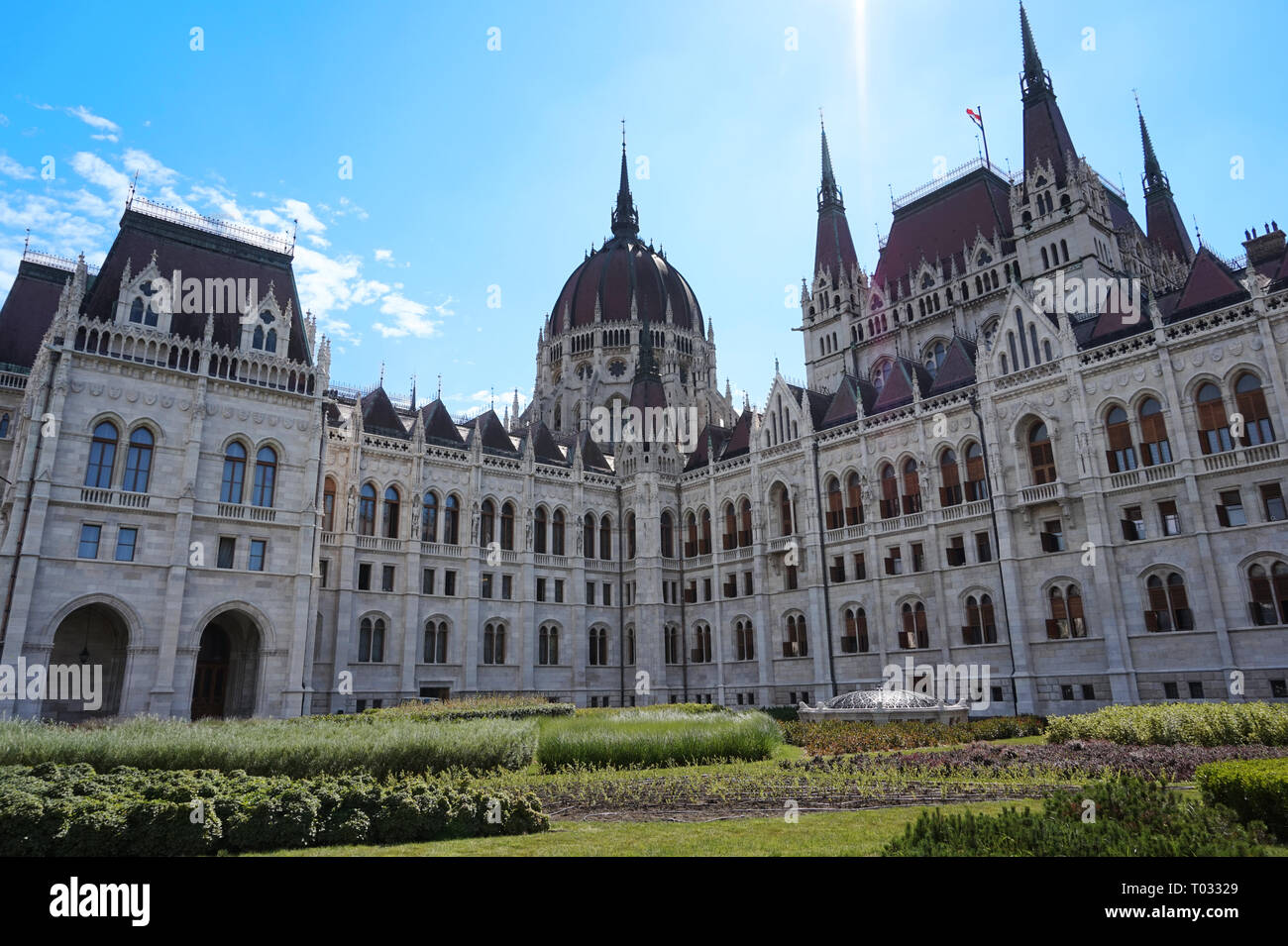 Hungarian Parliament Building Landscape Budapest, Hungary Stock Photo