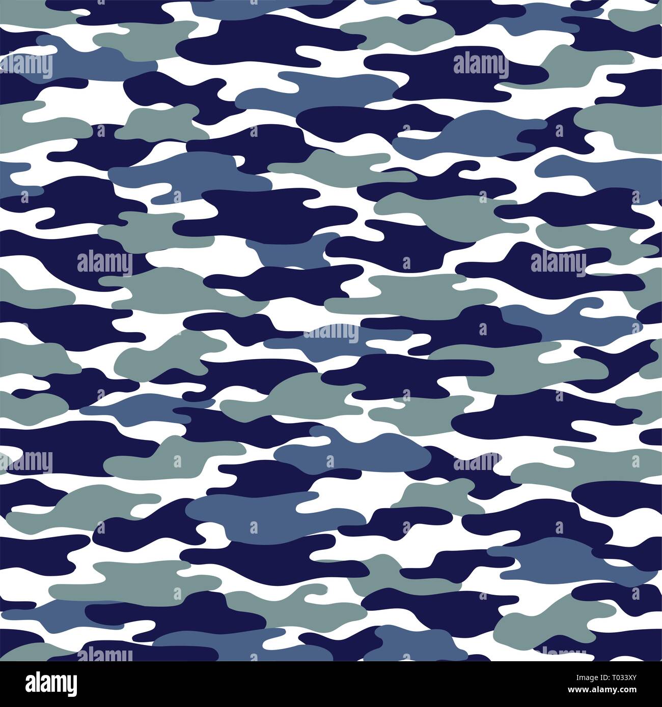 texture military camouflage seamless pattern in blue and grey. clothing style masking camo Stock Vector