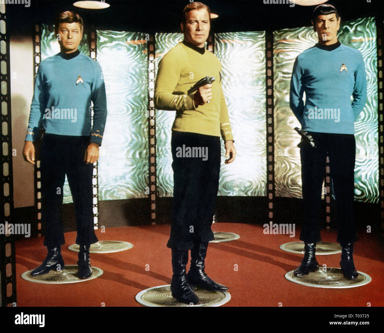 DEFOREST KELLEY, WILLIAM SHATNER, LEONARD NIMOY, STAR TREK, 1966 Stock Photo