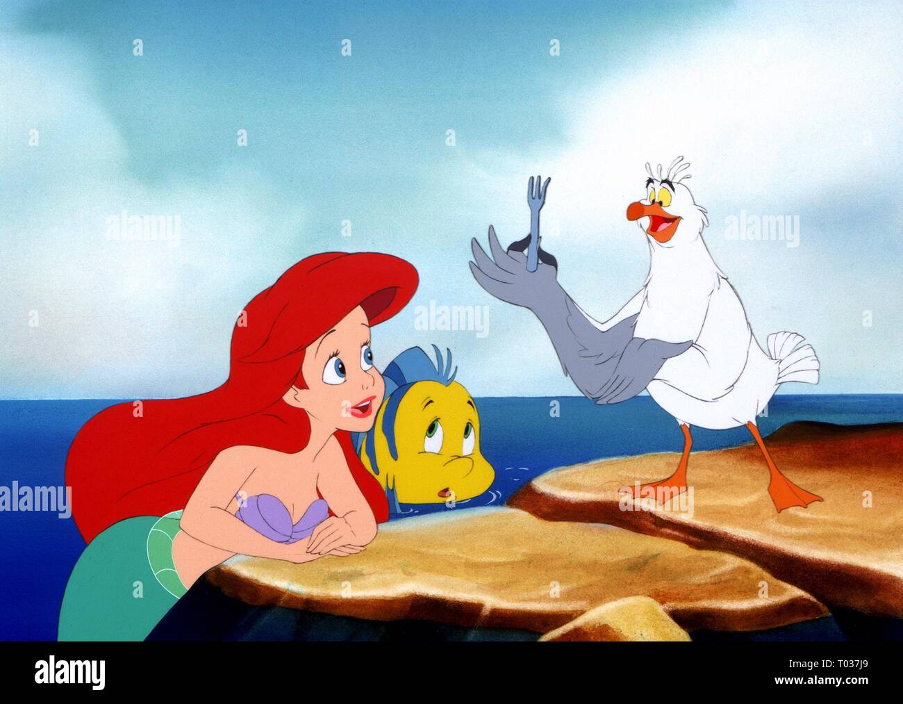 ARIEL, FLOUNDER, SCUTTLE, THE LITTLE MERMAID, 1989 Stock Photo