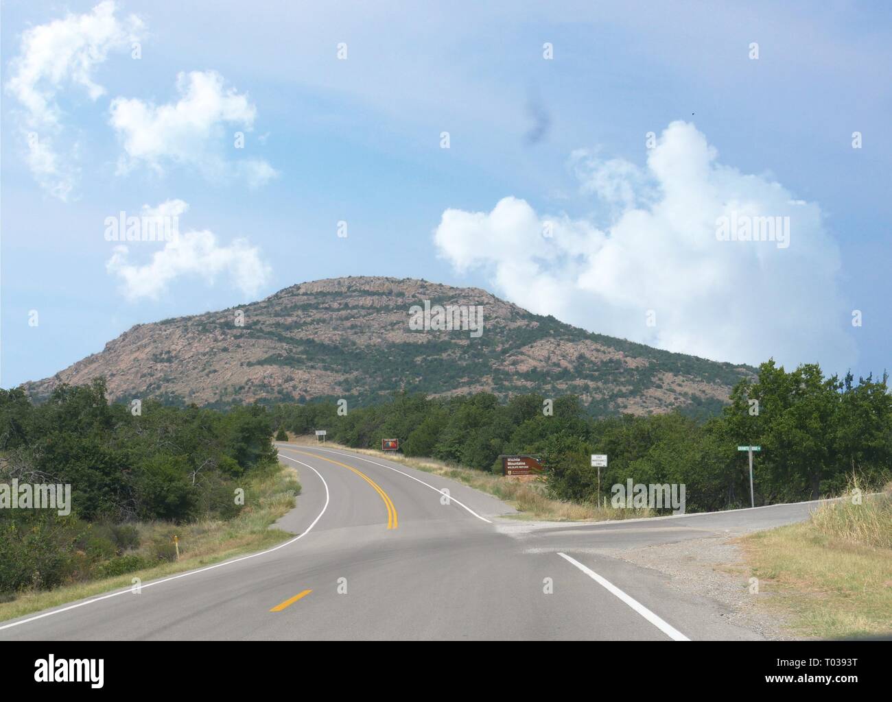 Paved road to Mt Scott at the Wichita Mountains Wildlife Refuge Located