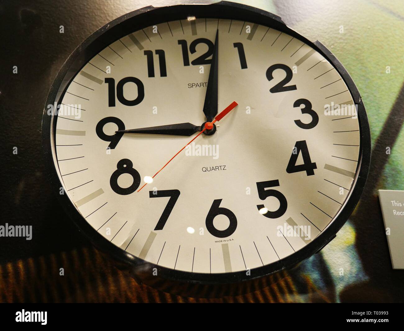 OKLAHOMA CITY, USA—AUGUST 2015 A wall clock from the Alfred P. Murrah Federal Building that