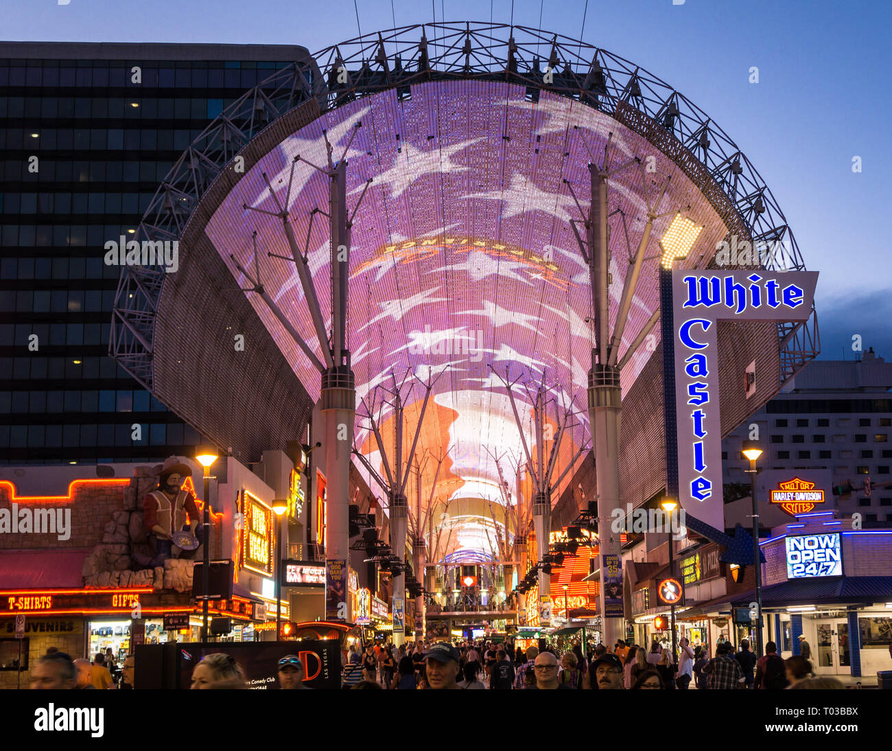Neon lights shining brightly in Old Las Vegas or Downtown Las Vegas