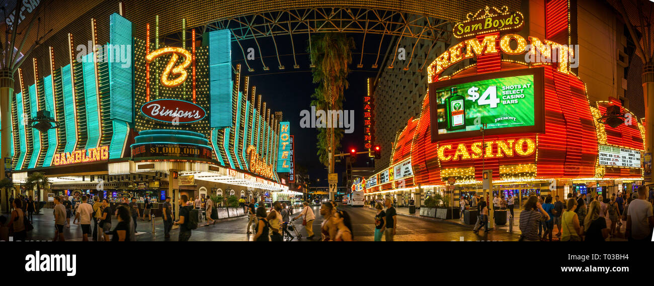 Neon lights shining brightly in Old Las Vegas or Downtown Las Vegas (one and the same) Stock Photo