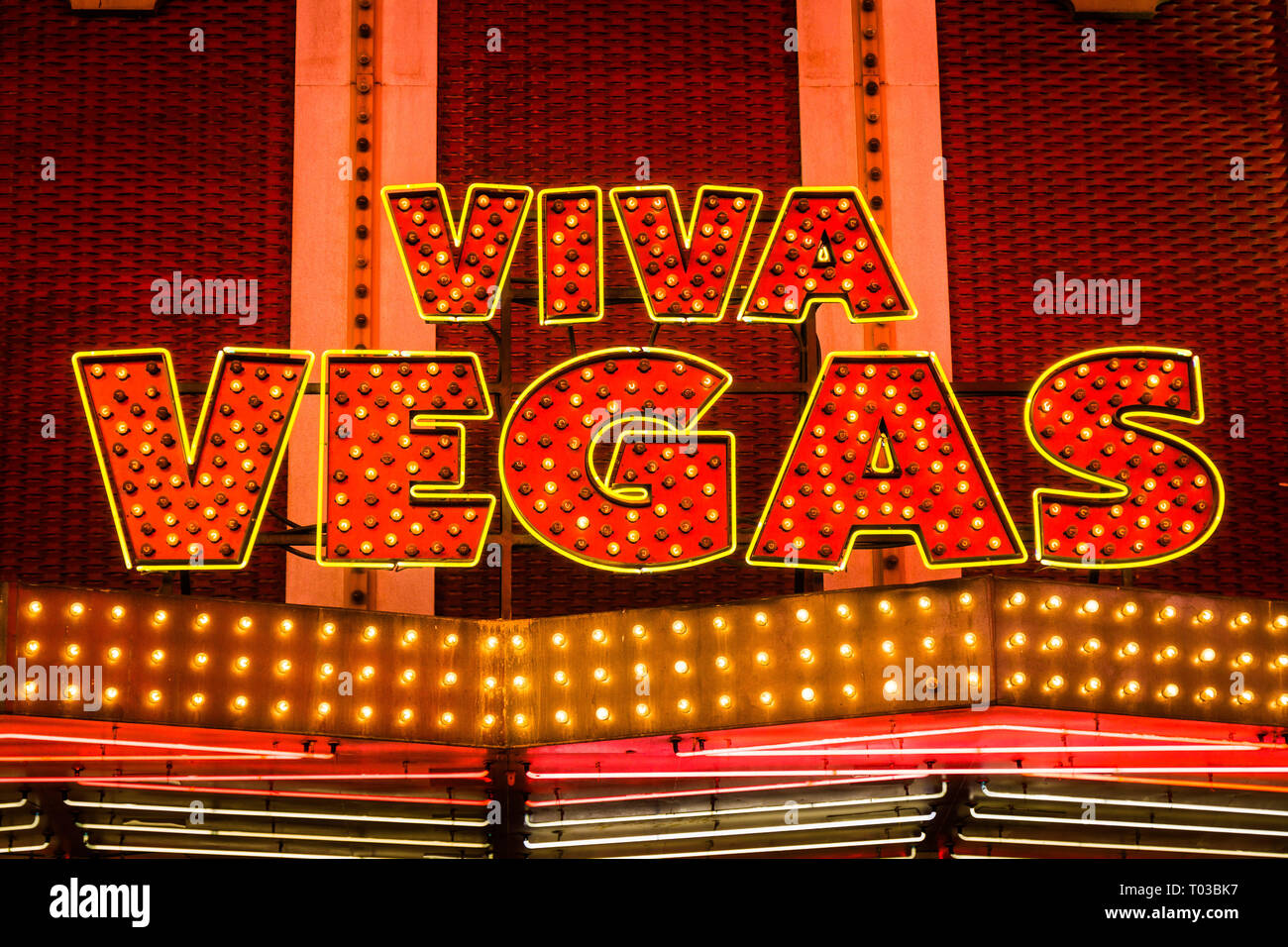 Viva Las Vegas - Neon lights shining brightly in Old Las Vegas or Downtown Las Vegas (one and the same) Stock Photo