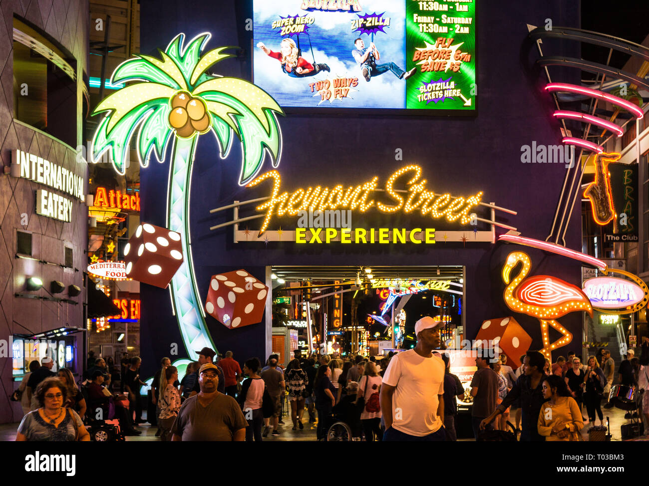 Neon lights shining brightly in Old Las Vegas or Downtown Las Vegas (one and the same) Stock Photo