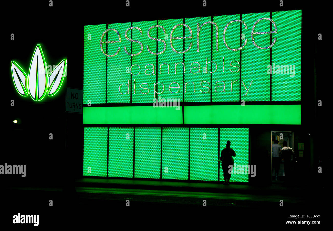 The Essence Cannabis shop at night in Las Vegas Stock Photo
