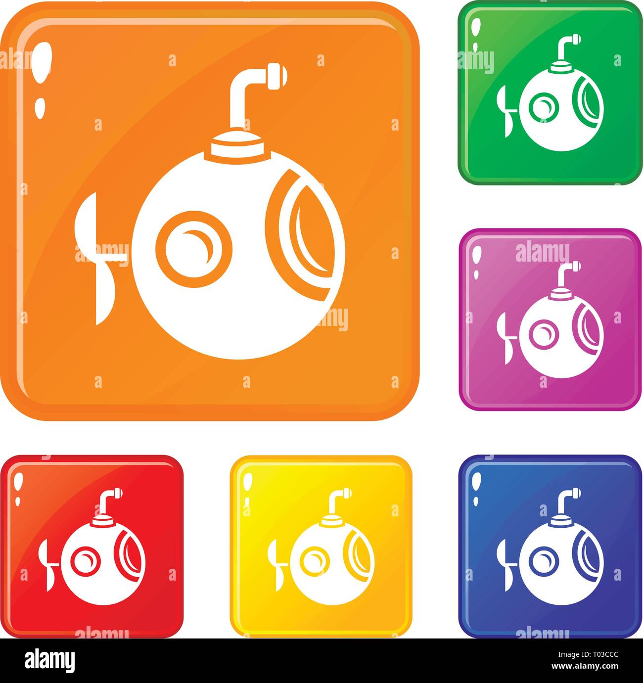 Round bathyscaphe icons set vector color Stock Vector Image & Art - Alamy
