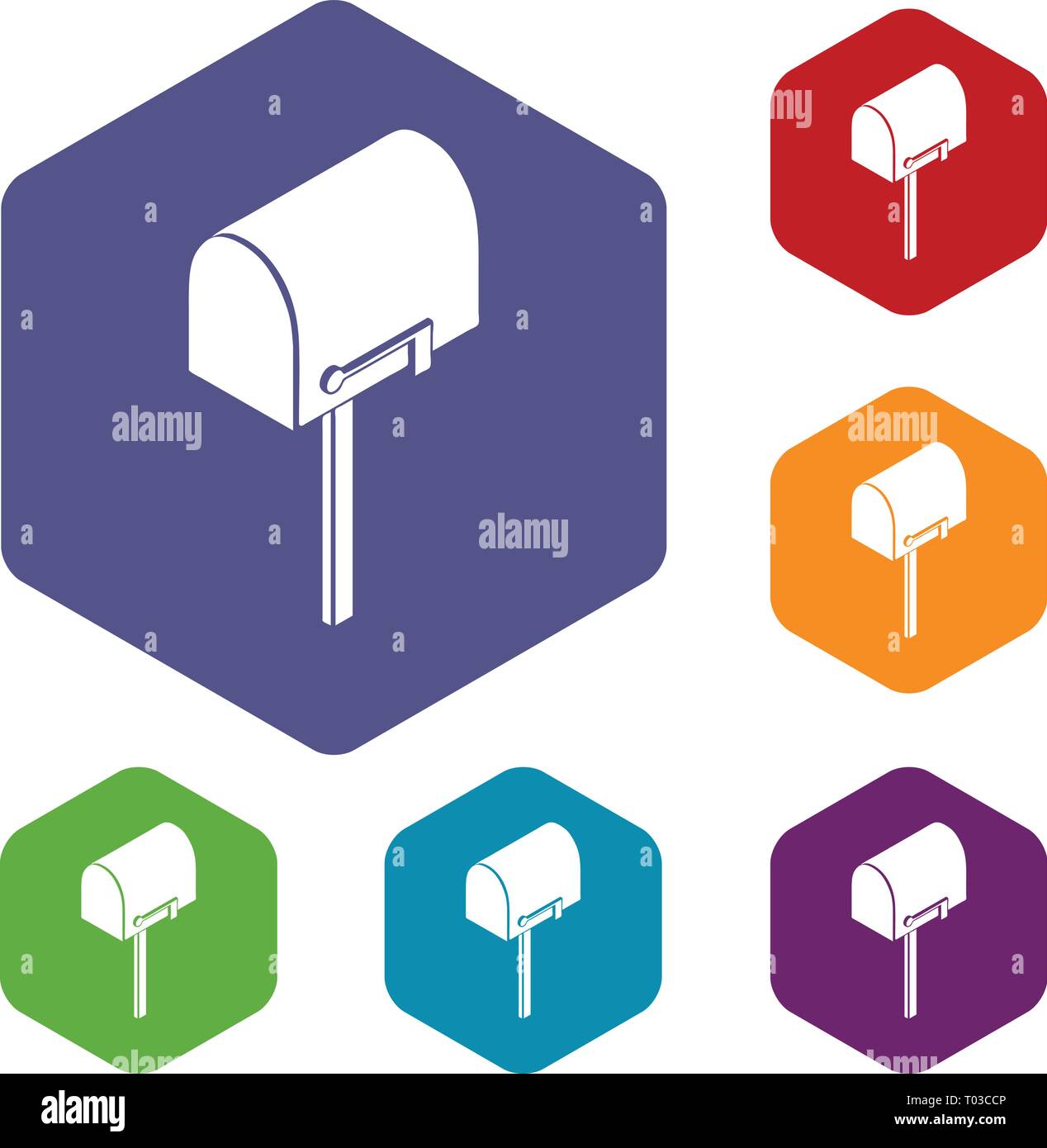 House postbox icons vector hexahedron Stock Vector