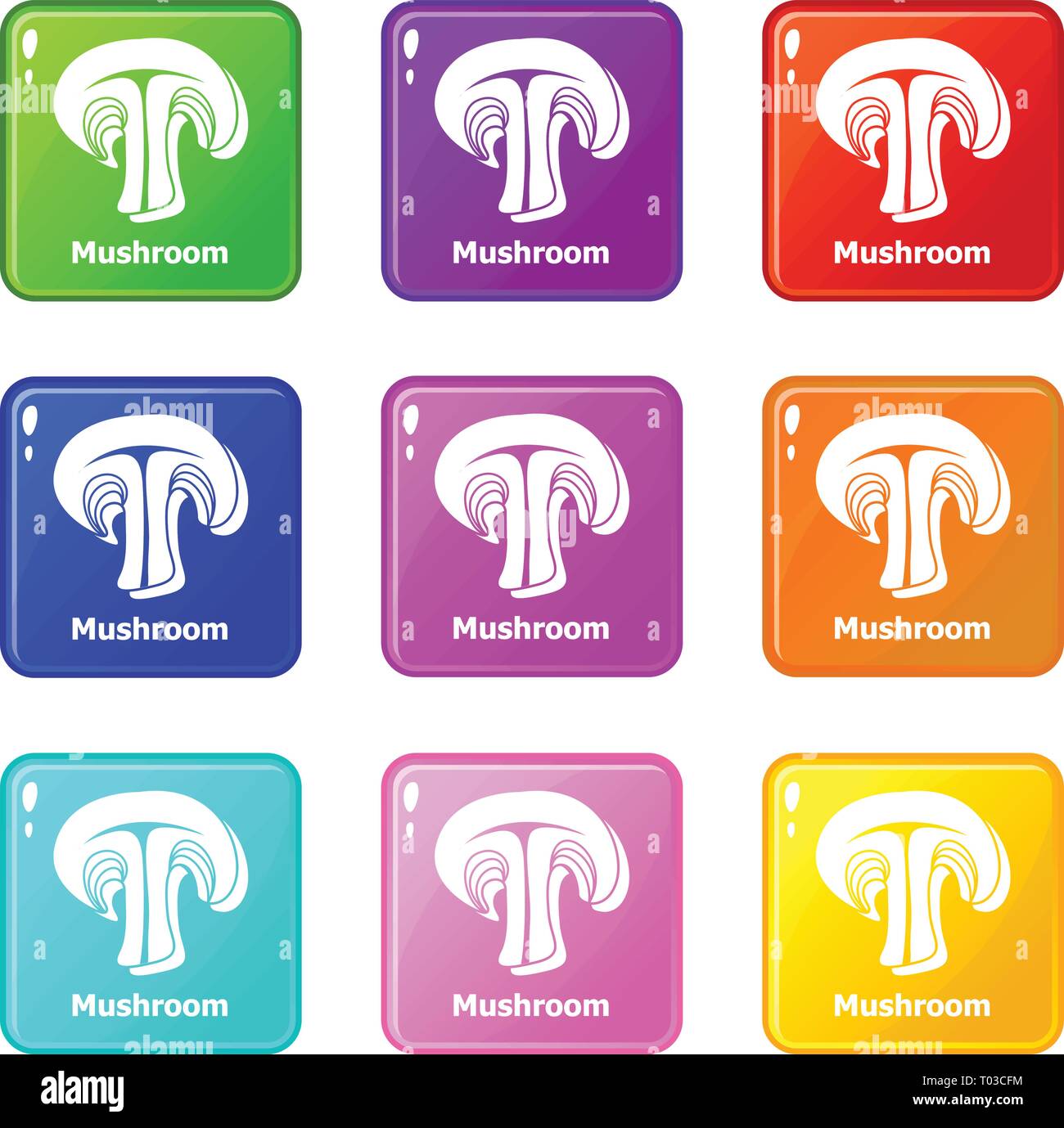 Mushroom icons set 9 color collection Stock Vector Image & Art - Alamy