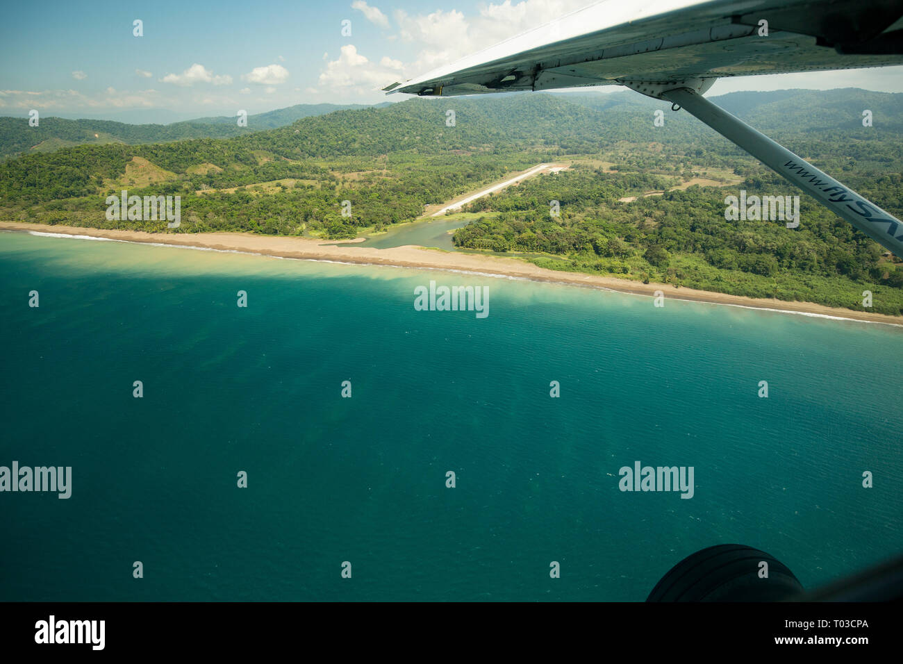 Costa Rica airport air strip Drake Bay Osa Peninsula. Stock Photo