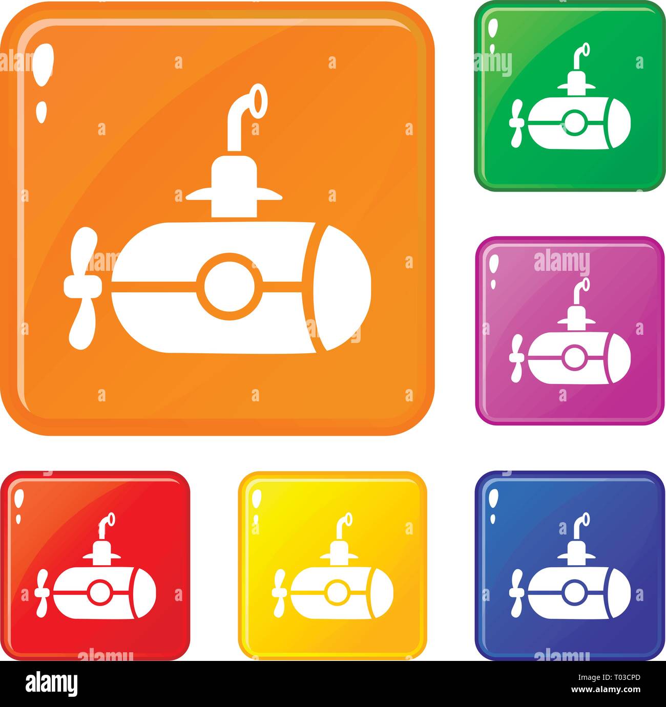 Bathyscaphe with screw icons set vector color Stock Vector Image & Art ...