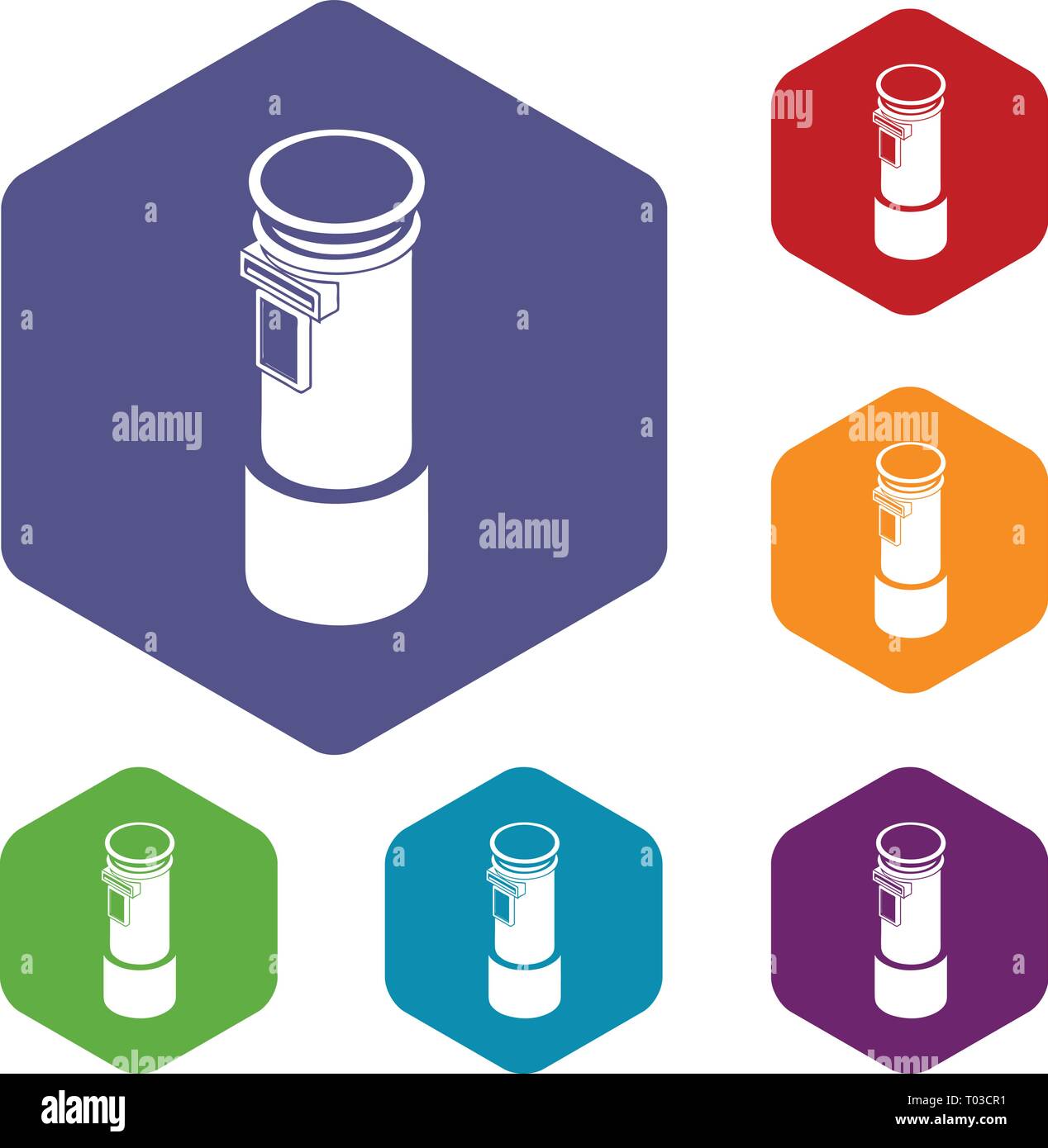 Postal pillar icons vector hexahedron Stock Vector
