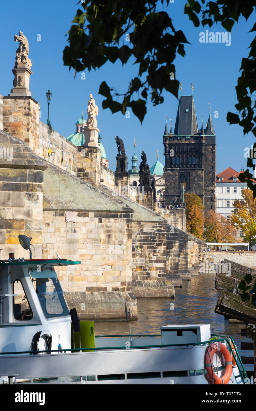 Prague - The Charles bride from west. Stock Photo
