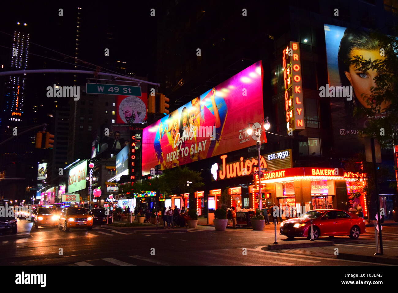 new york city - 49th street midtown manhatten night shot 2018. Stock Photo