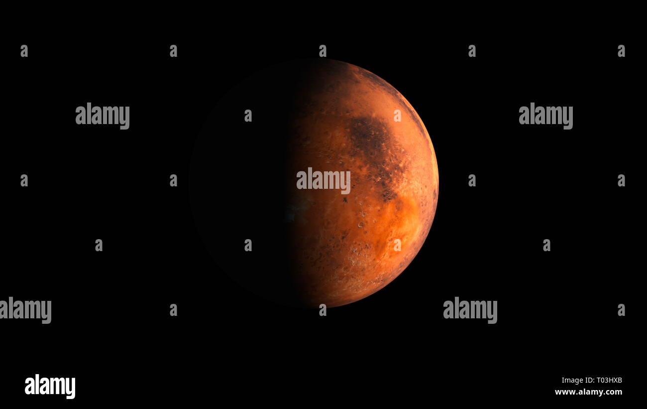 Red planet Mars in the darkness of cosmos part of solar system, 3d ...