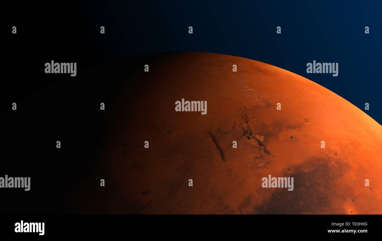 Red planet Mars in the darkness of cosmos part of solar system, 3d ...