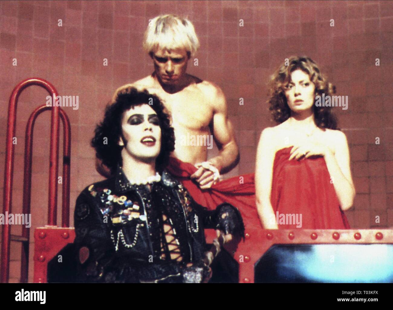 TIM CURRY, PETER HINWOOD, SUSAN SARANDON, THE ROCKY HORROR PICTURE SHOW, 1975 Stock Photo