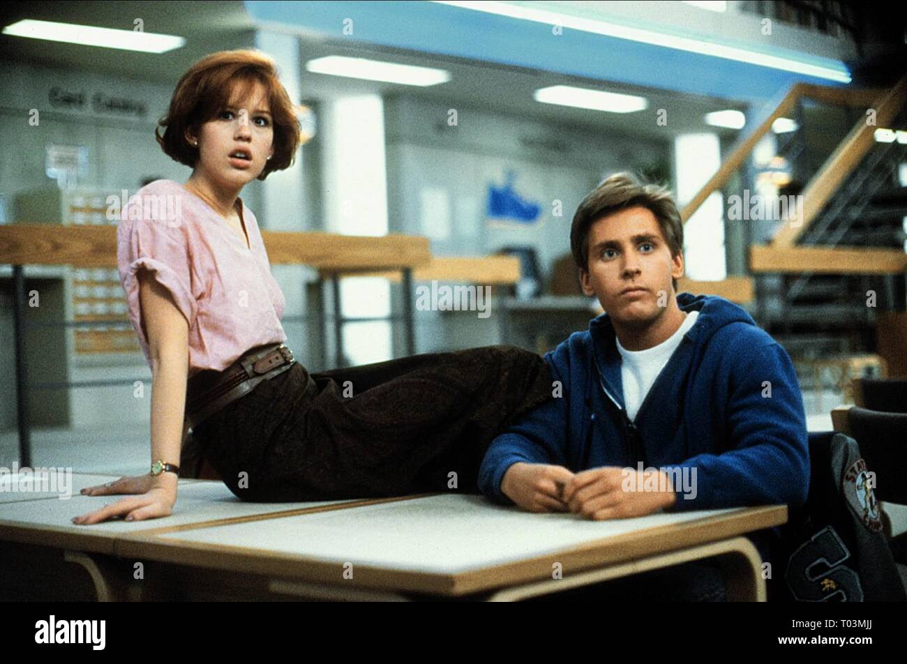 MOLLY RINGWALD, EMILIO ESTEVEZ, THE BREAKFAST CLUB, 1985 Stock Photo