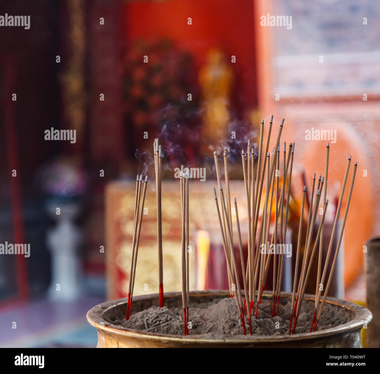 Burning Incense in Chinese Buddhist Temple background, material