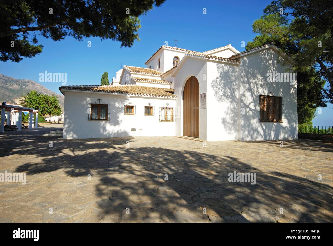 View of Santo Domingo de Guzman church, Benalmadena Pueblo, Costa del Sol, Andalusia, Spain, Europe. Stock Photo