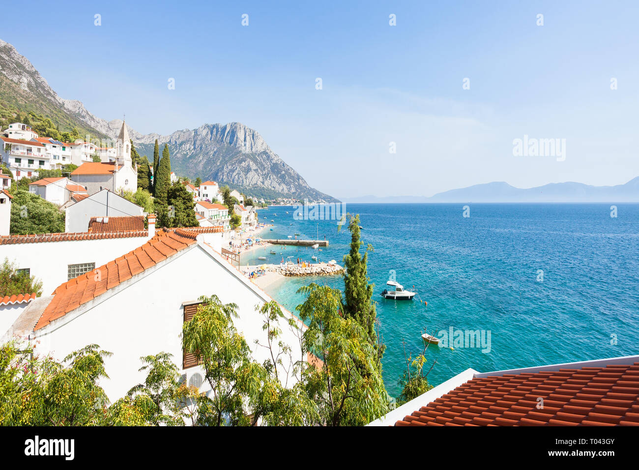 Brist, Dalmatia, Croatia, Europe - Lookout upon the beautiful bay of Brist Stock Photo