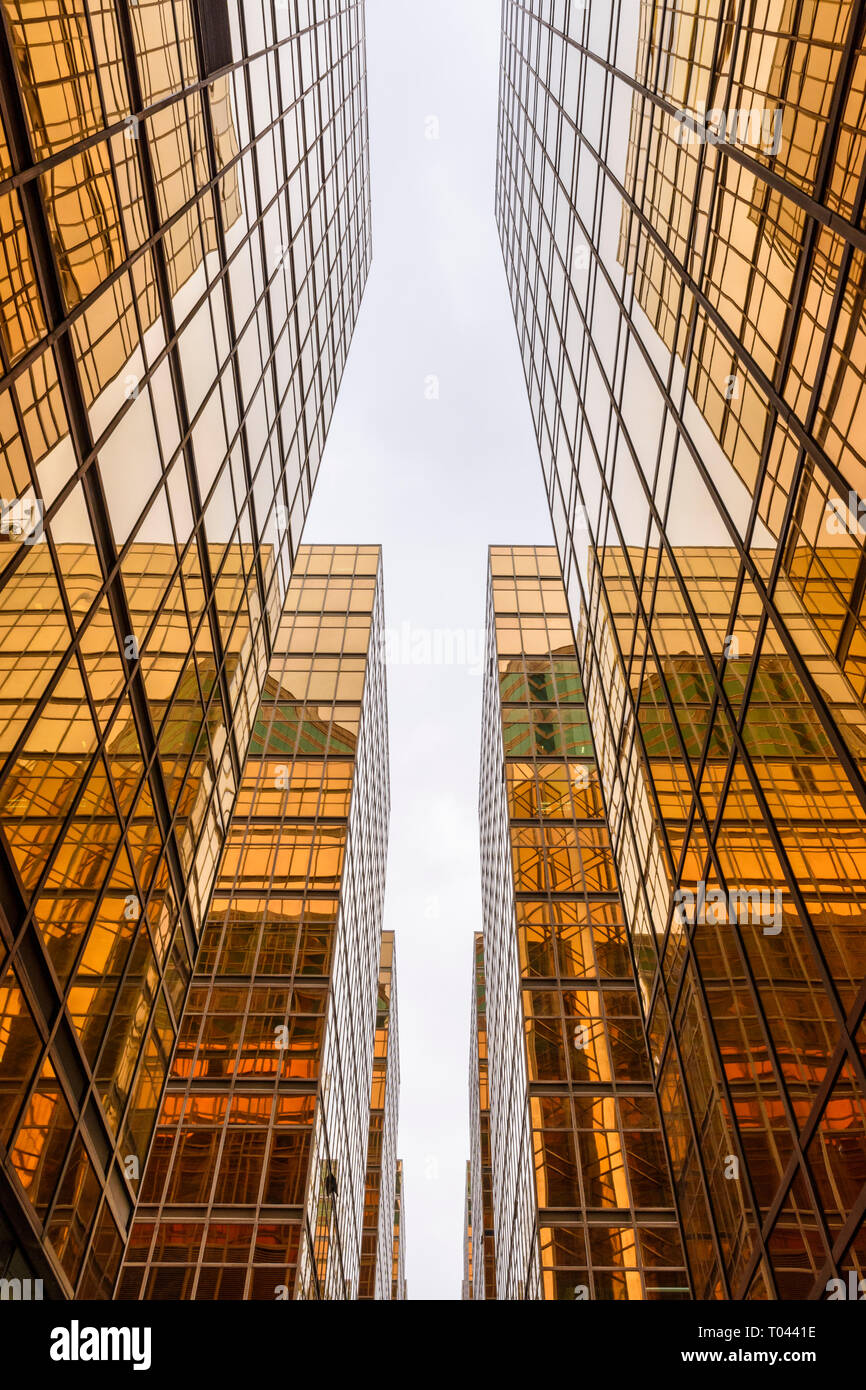 Gold high rise buildings of the China Hong Kong City complex, Tsim Sha Tsui, Hong Kong Stock Photo